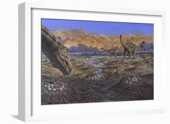 Titanosaur Nesting Site, Mid-Cretaceous Period of South America.-null-Framed Art Print