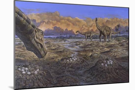 Titanosaur Nesting Site, Mid-Cretaceous Period of South America.-null-Mounted Art Print