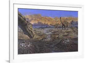 Titanosaur Nesting Site, Mid-Cretaceous Period of South America.-null-Framed Art Print