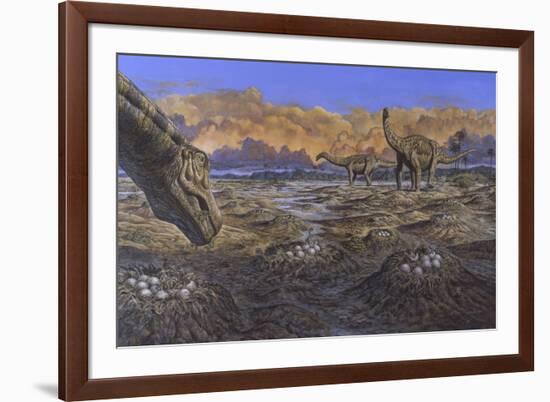 Titanosaur Nesting Site, Mid-Cretaceous Period of South America.-null-Framed Art Print