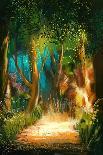 Beautiful Forest Path in Morning,Illustration Painting-Tithi Luadthong-Art Print