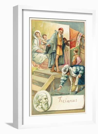 Titian and Emperor Charles V-null-Framed Giclee Print