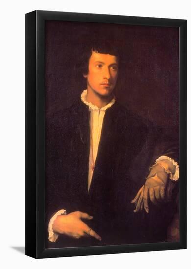 Titian Man with Gloves Art Print Poster-null-Framed Poster