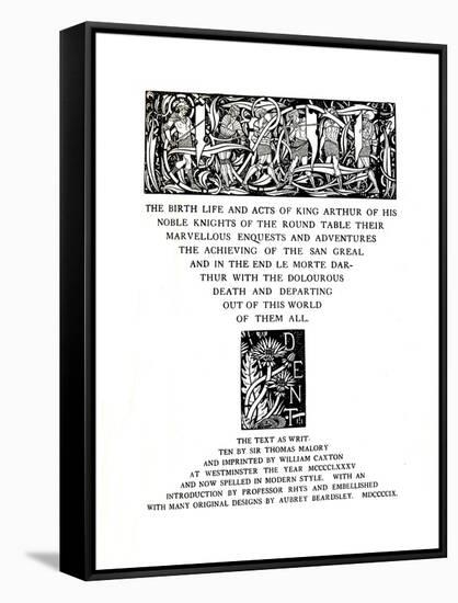 'Title-Page Designed by Aubrey Beardsley for Messrs. J. M. Dent and Sons Ltd', 1909, (1914)-Aubrey Beardsley-Framed Stretched Canvas