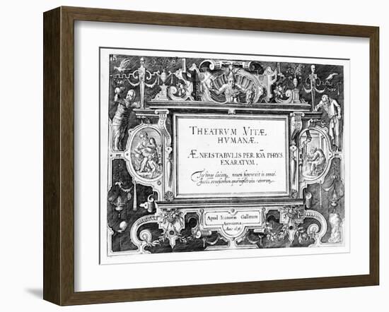 Title-Page for 'Theatrum Vitae Humanae', Engraved by Johannes Wierix (1549-C.1618)-Hans Vredeman de Vries-Framed Giclee Print