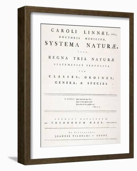 Title Page from 'Systema Naturae', 1735-Carl Linnaeus-Framed Giclee Print