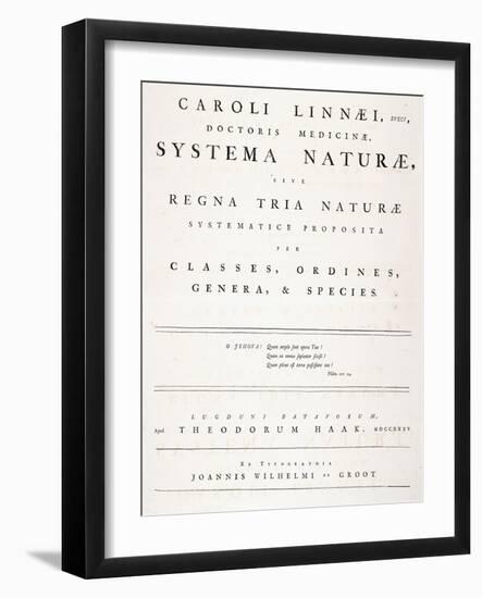 Title Page from 'Systema Naturae', 1735-Carl Linnaeus-Framed Giclee Print