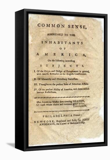 Title Page from Thomas Payne's Common Sense Pamphlet-null-Framed Stretched Canvas