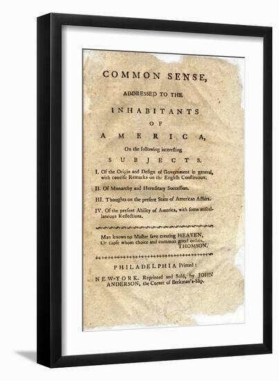 Title Page from Thomas Payne's Common Sense Pamphlet-null-Framed Giclee Print