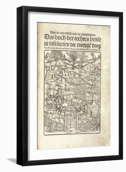 Title Page, Illustrating Herbal Distilleries with Figures in a Landscape, 1500-Hieronymus Brunschwig-Framed Giclee Print