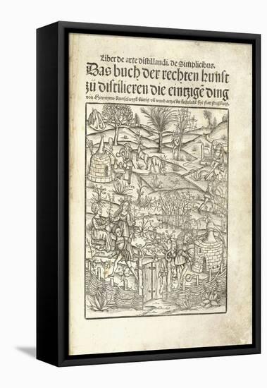 Title Page, Illustrating Herbal Distilleries with Figures in a Landscape, 1500-Hieronymus Brunschwig-Framed Stretched Canvas