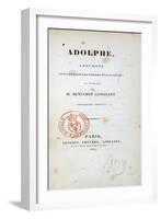 Title Page of 1824 Edition of Adolphe, Novel-Benjamin Constant-Framed Giclee Print