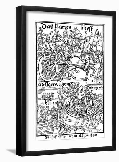 Title Page of an Edition of Ship of Fools, by Sebastian Brant, 1494-Albrecht Durer-Framed Giclee Print