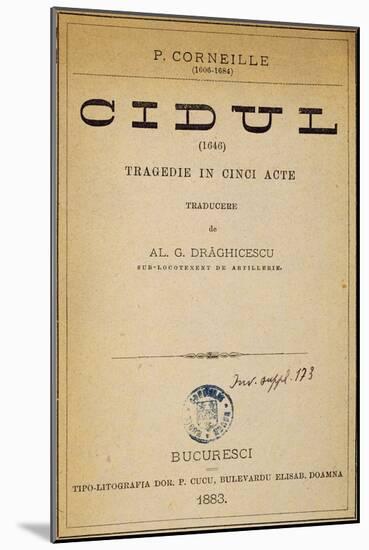 Title Page of Bucharest Edition of the Cid, 1883-Pierre Corneille-Mounted Giclee Print