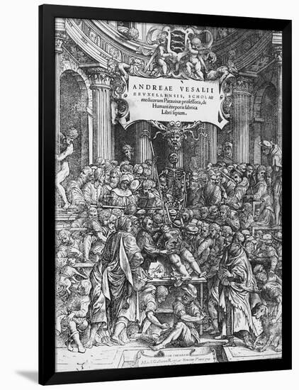 Title Page of De Humani Corporis Fabrica (Latin for on Fabric of Human Body)-Andreas Vesalius-Framed Giclee Print
