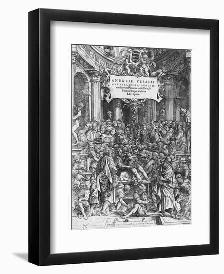 Title Page of De Humani Corporis Fabrica (Latin for on Fabric of Human Body)-Andreas Vesalius-Framed Giclee Print