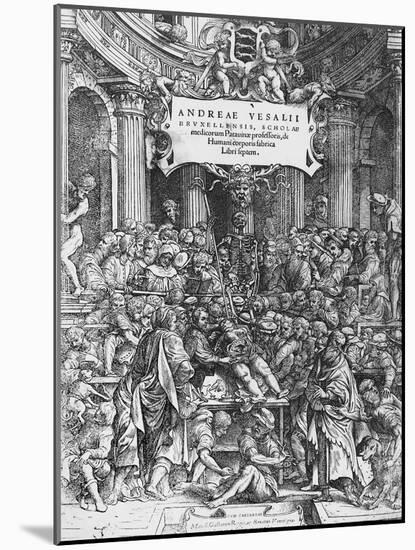 Title Page of De Humani Corporis Fabrica (Latin for on Fabric of Human Body)-Andreas Vesalius-Mounted Giclee Print