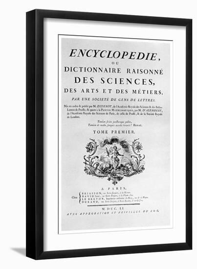 Title Page of Denis Diderot's Encyclopedie, 1751-null-Framed Giclee Print