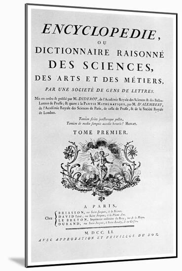 Title Page of Denis Diderot's Encyclopedie, 1751-null-Mounted Giclee Print