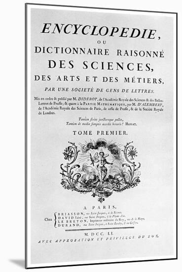 Title Page of Denis Diderot's Encyclopedie, 1751-null-Mounted Giclee Print