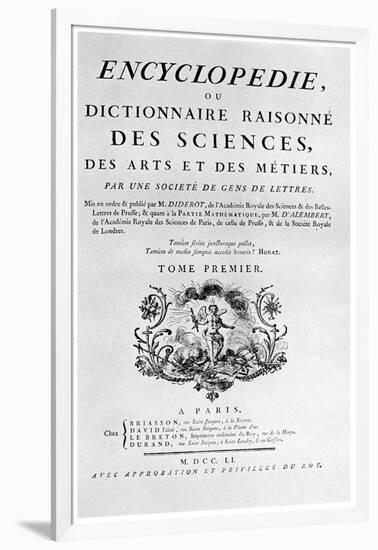 Title Page of Denis Diderot's Encyclopedie, 1751-null-Framed Giclee Print