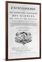 Title Page of Denis Diderot's Encyclopedie, 1751-null-Framed Giclee Print