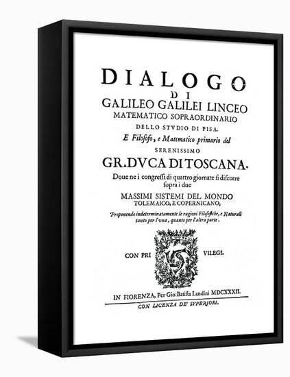 Title Page of Dialogo, by Galileo, 1632-null-Framed Stretched Canvas