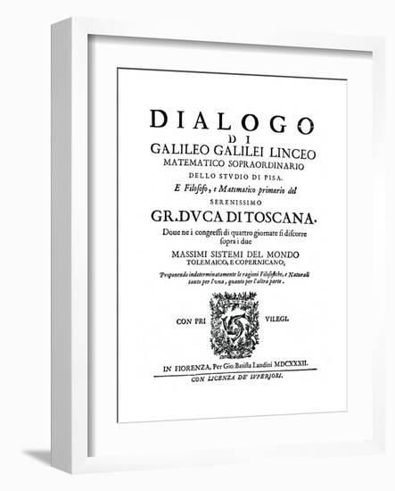 Title Page of Dialogo, by Galileo, 1632-null-Framed Giclee Print