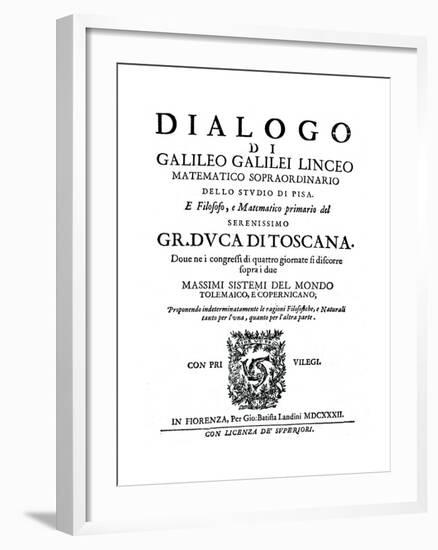 Title Page of Dialogo, by Galileo, 1632-null-Framed Giclee Print