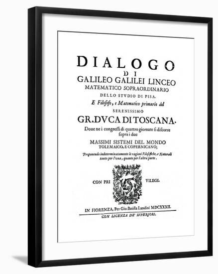 Title Page of Dialogo, by Galileo, 1632-null-Framed Giclee Print