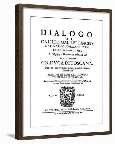 Title Page of Dialogo, by Galileo, 1632-null-Framed Giclee Print