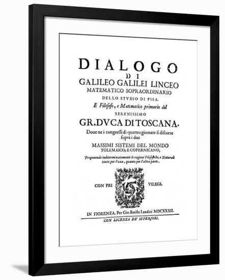 Title Page of Dialogo, by Galileo, 1632-null-Framed Giclee Print