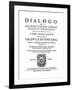 Title Page of Dialogo, by Galileo, 1632-null-Framed Giclee Print