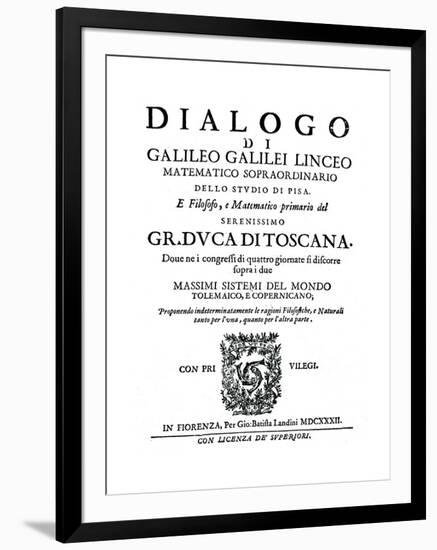 Title Page of Dialogo, by Galileo, 1632-null-Framed Giclee Print