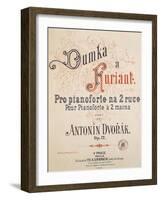 Title Page of Dumka and Furiant, Opus 12 for Piano with Both Hands-Antonin Leopold Dvorak-Framed Giclee Print