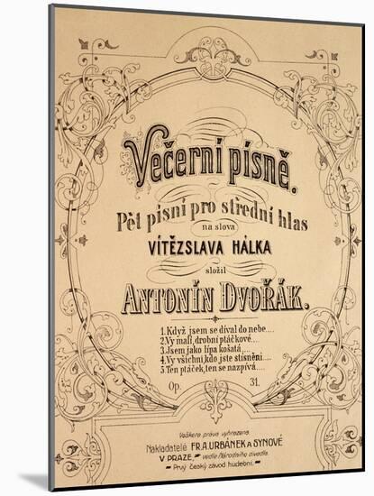 Title Page of Evening Songs-Antonin Leopold Dvorak-Mounted Giclee Print