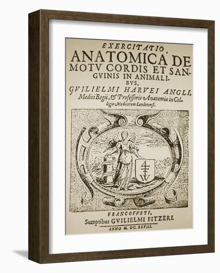 Title Page of Harvey's De Motu Cordis-Science Photo Library-Framed Photographic Print