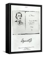 Title Page of "Les Poemes" by Edgar Allan Poe with a Portrait of the Author, 1888-null-Framed Stretched Canvas