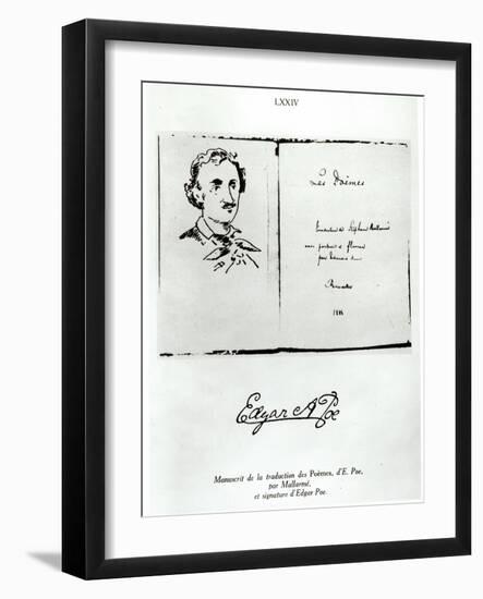 Title Page of "Les Poemes" by Edgar Allan Poe with a Portrait of the Author, 1888-null-Framed Giclee Print