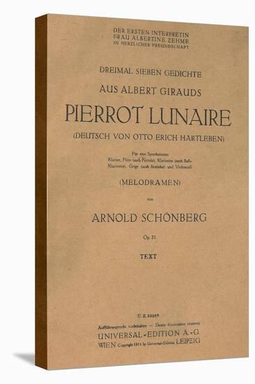 Title Page of Libretto for Pierrot Lunaire, 1912, Composition by Arnold Schonberg-null-Stretched Canvas
