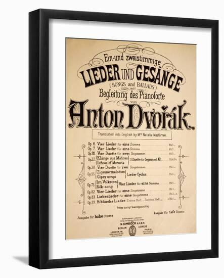 Title Page of Lieder Und Gesange-Antonin Leopold Dvorak-Framed Giclee Print