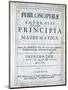 Title Page of Newton's Philosophiae Naturalis Principia Mathematica, 1687-null-Mounted Giclee Print