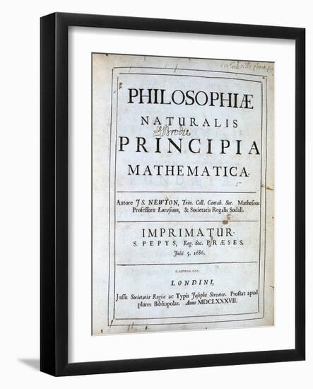 Title Page of Newton's Philosophiae Naturalis Principia Mathematica, 1687-null-Framed Giclee Print