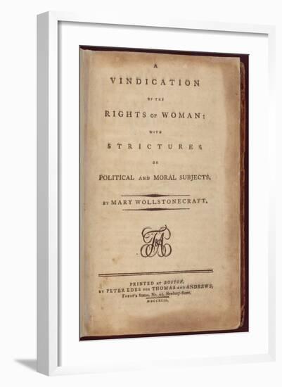 Title Page of One of the Earliest Feminist Works by Mary Wollstonecraft, 1792-null-Framed Art Print