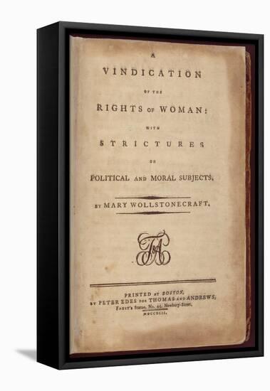 Title Page of One of the Earliest Feminist Works by Mary Wollstonecraft, 1792-null-Framed Stretched Canvas