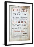Title Page of Opticks by English Scientist and Mathematician Isaac Newton, 1794-null-Framed Giclee Print