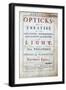 Title Page of Opticks by English Scientist and Mathematician Isaac Newton, 1794-null-Framed Giclee Print