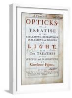 Title Page of Opticks by English Scientist and Mathematician Isaac Newton, 1794-null-Framed Giclee Print