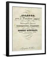 Title Page of Score for Allegro for Piano in B Minor, Opus 8-Robert Schumann-Framed Giclee Print