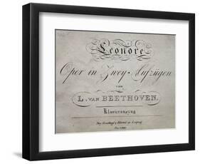 Title Page of Score for Leonore-Ludwig Van Beethoven-Framed Premium Giclee Print